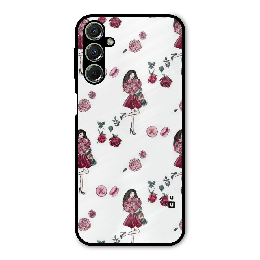 Girl With Flowers Metal Back Case for Galaxy M34