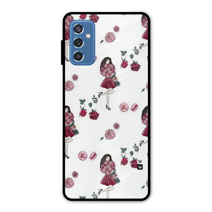 Girl With Flowers Metal Back Case for Galaxy M52 5G
