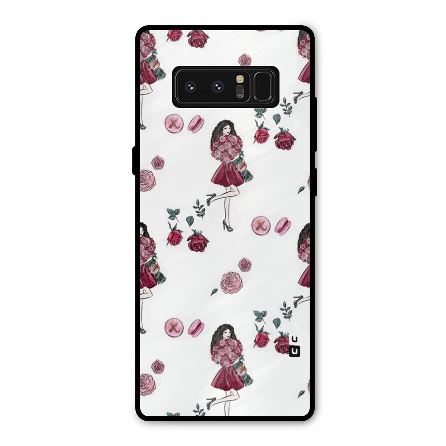 Girl With Flowers Metal Back Case for Galaxy Note 8