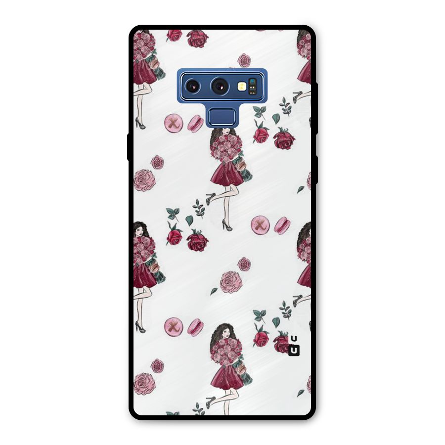 Girl With Flowers Metal Back Case for Galaxy Note 9