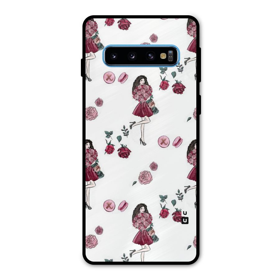Girl With Flowers Metal Back Case for Galaxy S10