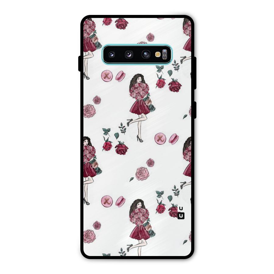 Girl With Flowers Metal Back Case for Galaxy S10 Plus