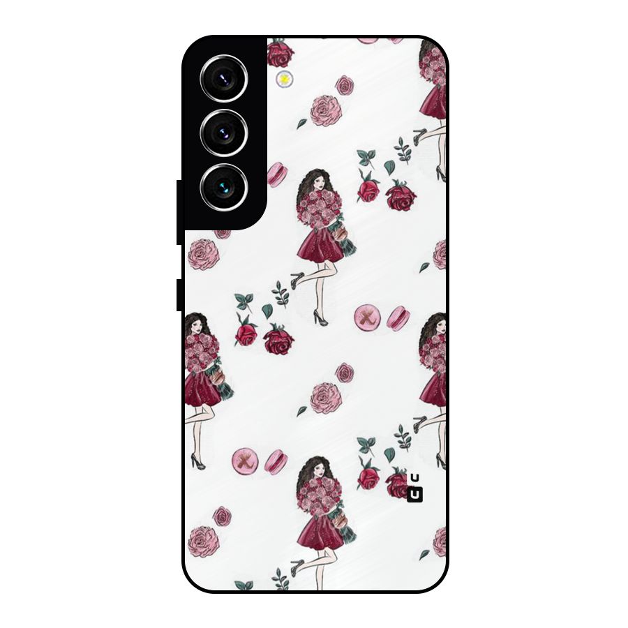 Girl With Flowers Metal Back Case for Galaxy S22 5G