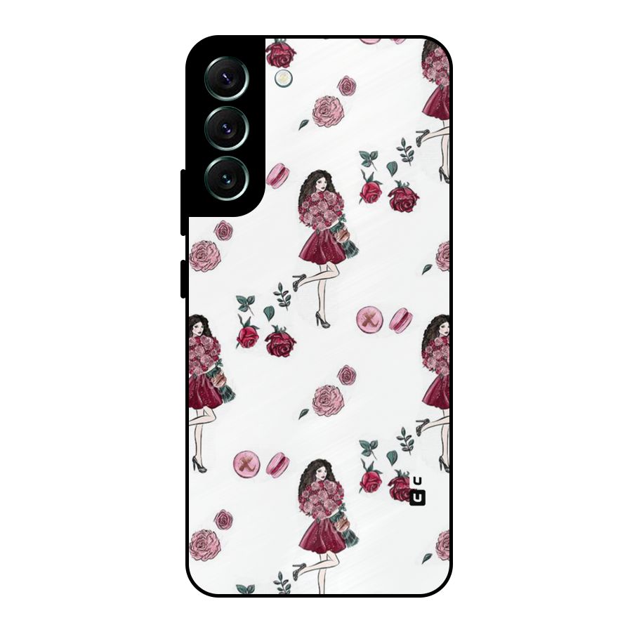 Girl With Flowers Metal Back Case for Galaxy S22 Plus 5G