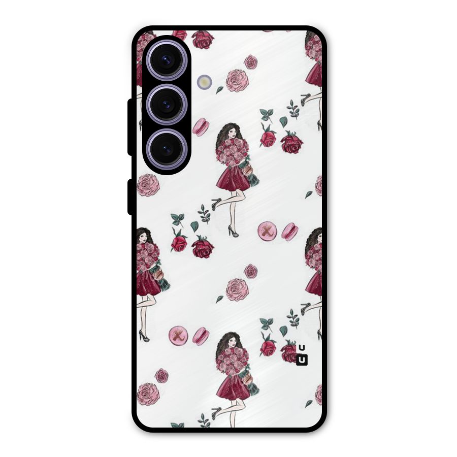 Girl With Flowers Metal Back Case for Galaxy S24