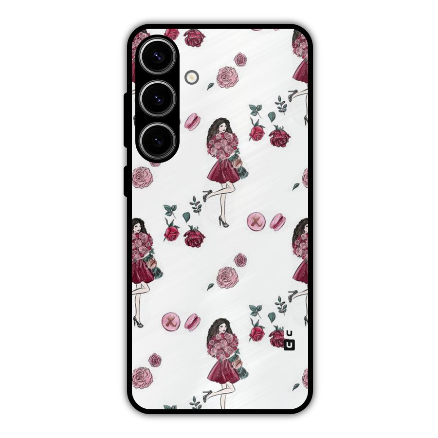 Girl With Flowers Metal Back Case for Galaxy S24 Plus