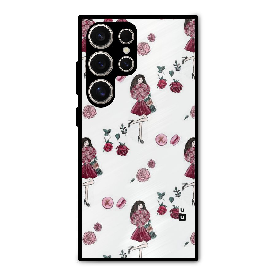 Girl With Flowers Metal Back Case for Galaxy S24 Ultra