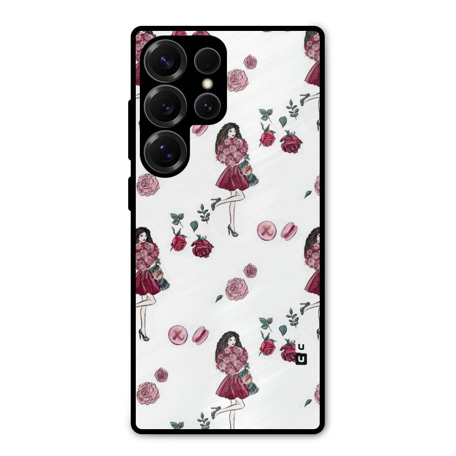 Girl With Flowers Metal Back Case for Galaxy S25 Ultra