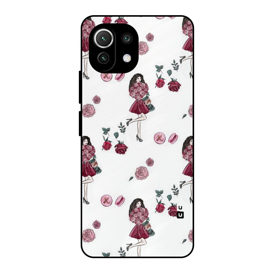 Girl With Flowers Metal Back Case for Mi 11 Lite