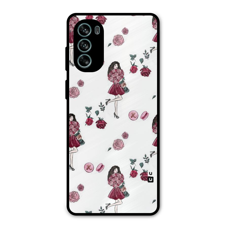Girl With Flowers Metal Back Case for Moto G62
