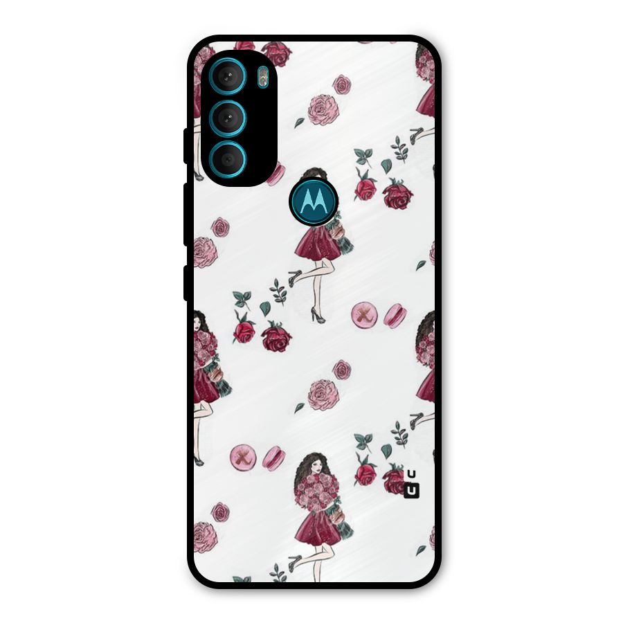 Girl With Flowers Metal Back Case for Moto G71 5G