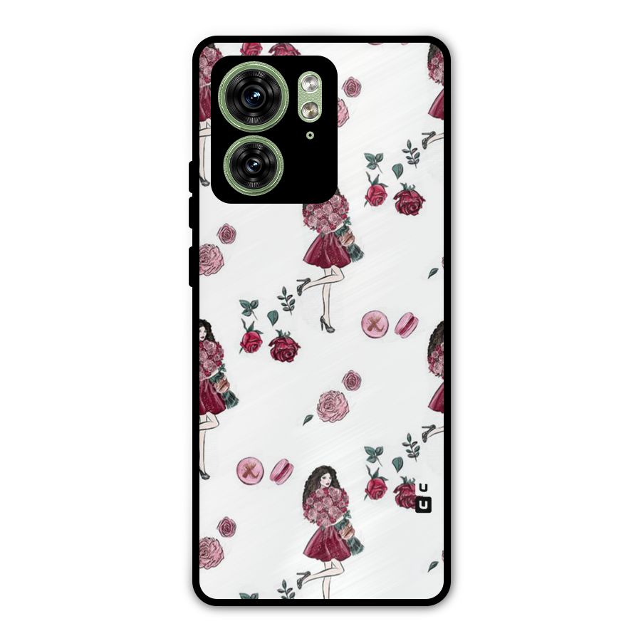 Girl With Flowers Metal Back Case for Motorola Edge 40 5G