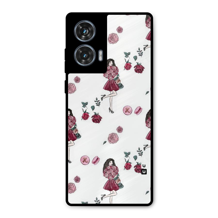 Girl With Flowers Metal Back Case for Motorola Edge 50 Fusion