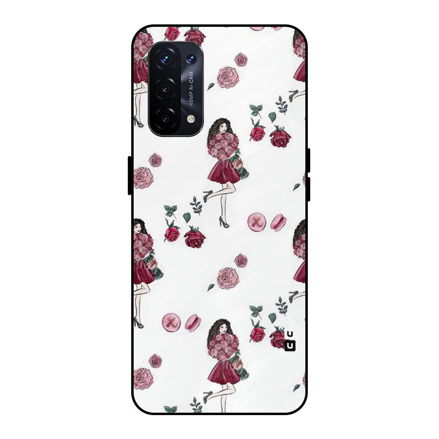Girl With Flowers Metal Back Case for Oppo A74 5G