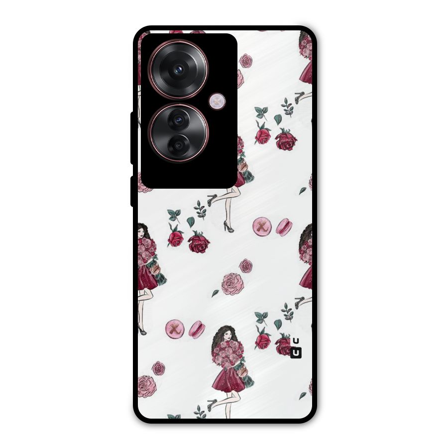Girl With Flowers Metal Back Case for Oppo F25 Pro