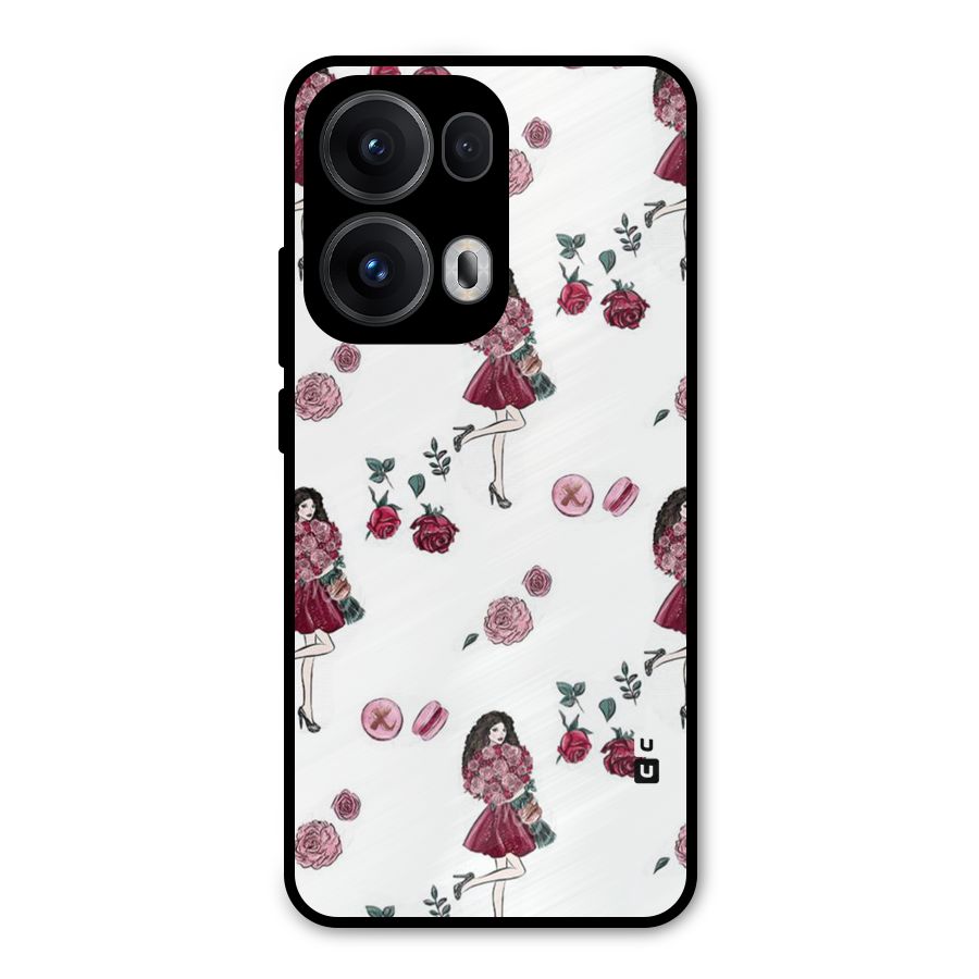 Girl With Flowers Metal Back Case for Oppo Reno13 Pro