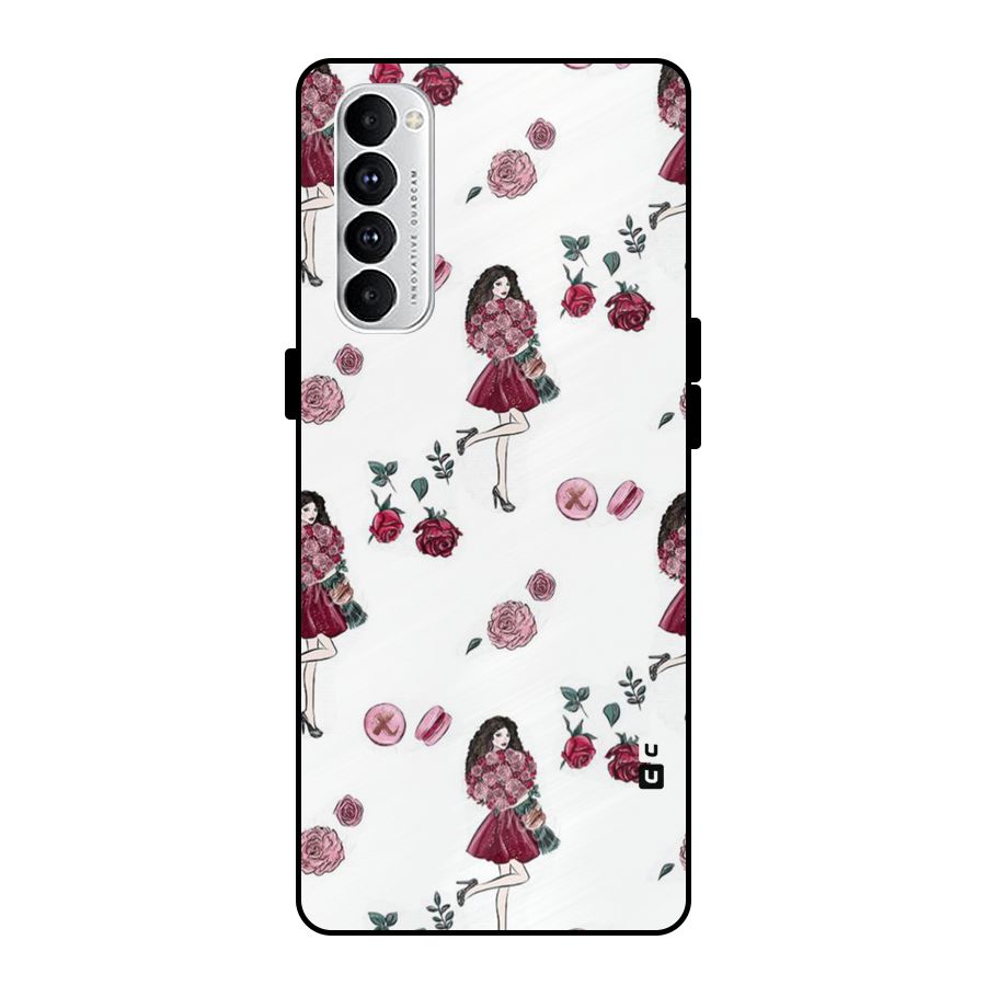 Girl With Flowers Metal Back Case for Oppo Reno4 Pro