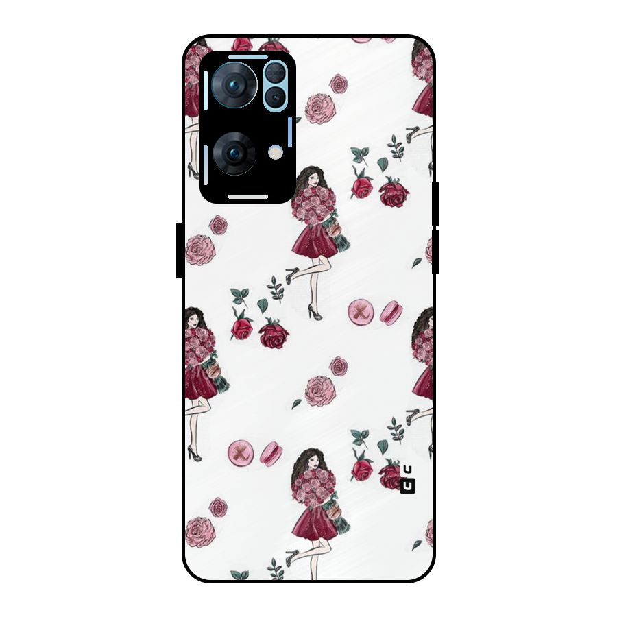Girl With Flowers Metal Back Case for Oppo Reno7 Pro 5G