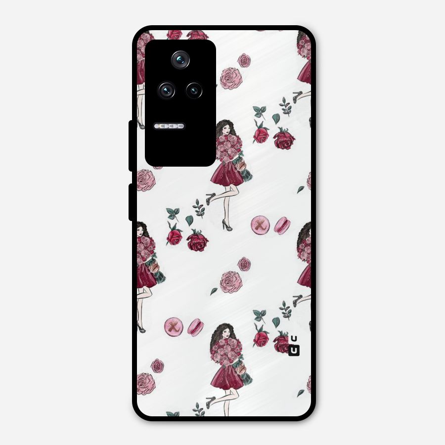 Girl With Flowers Metal Back Case for Poco F4 5G