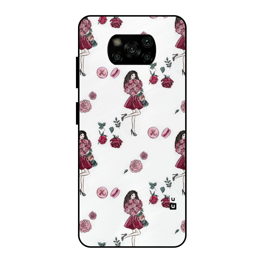 Girl With Flowers Metal Back Case for Poco X3