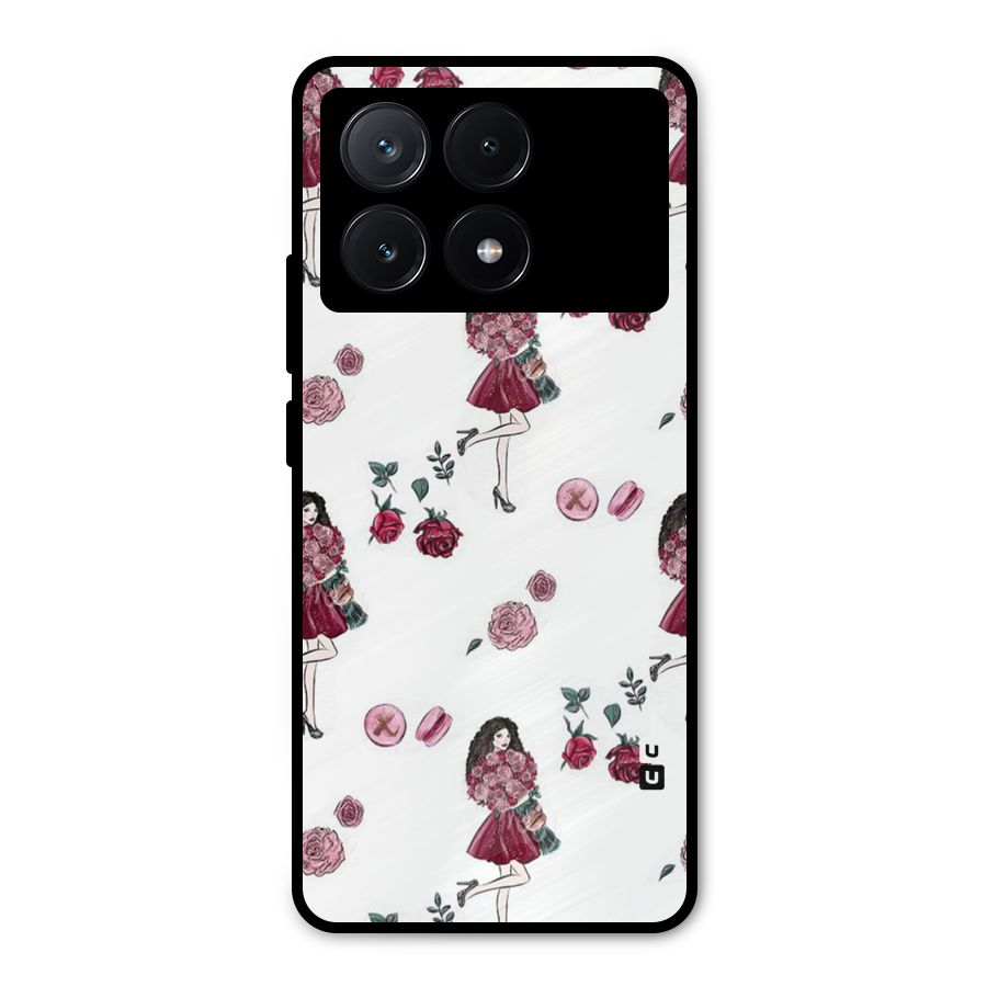 Girl With Flowers Metal Back Case for Poco X6 Pro