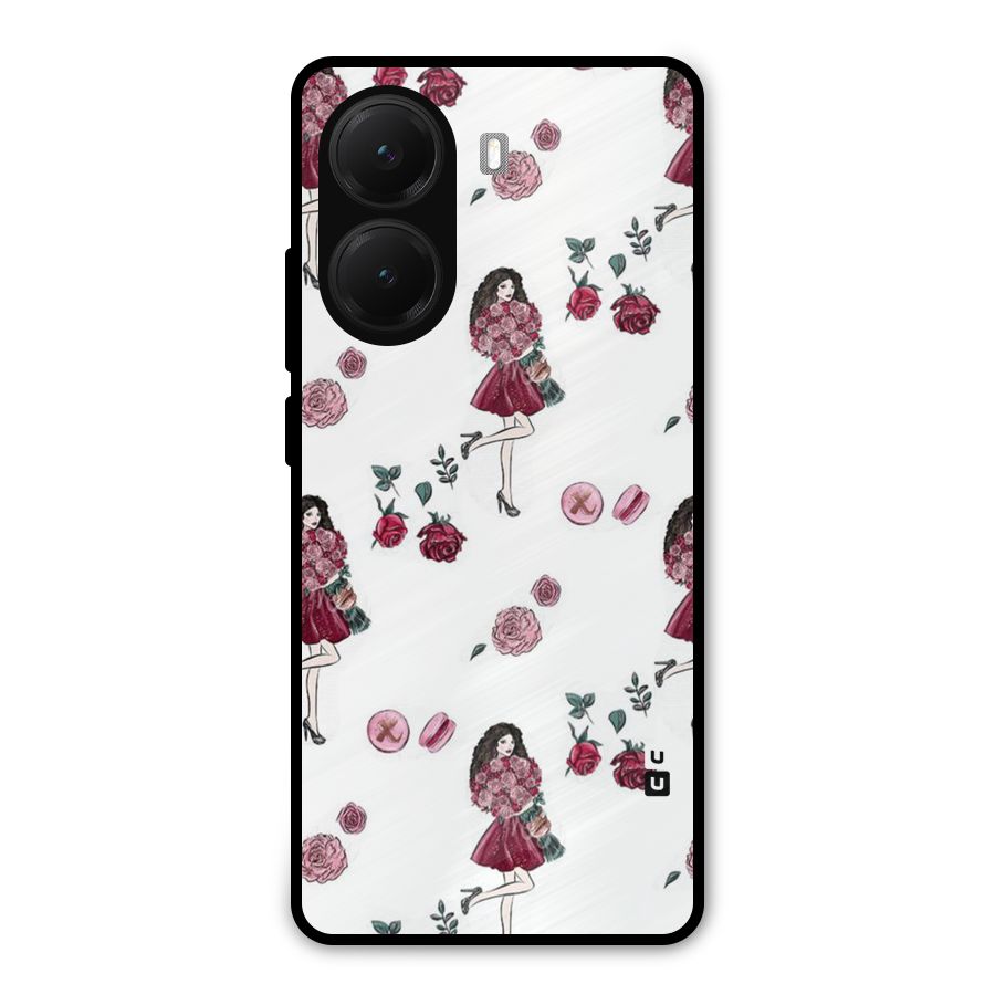 Girl With Flowers Metal Back Case for Poco X7 Pro