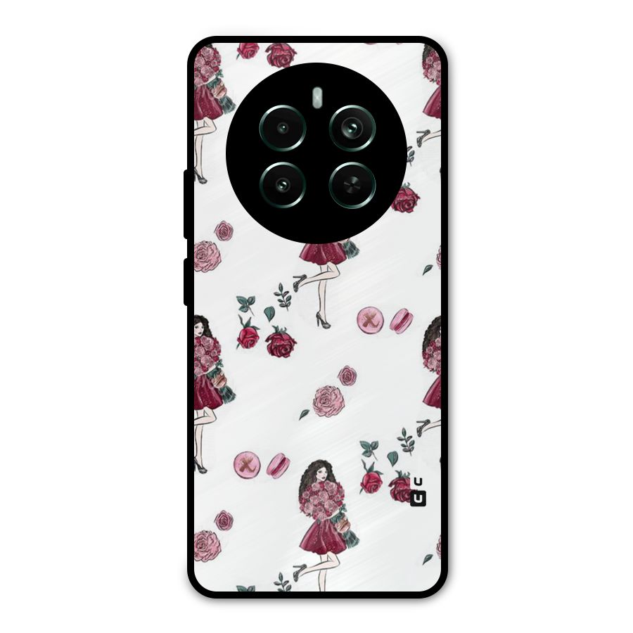 Girl With Flowers Metal Back Case for Realme 12 Pro Plus