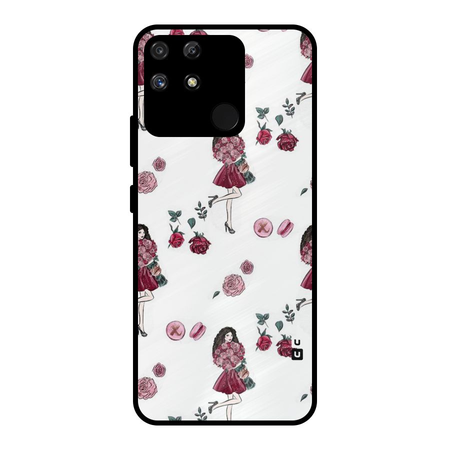 Girl With Flowers Metal Back Case for Realme Narzo 50A