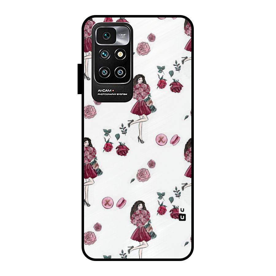 Girl With Flowers Metal Back Case for Redmi 10 Prime