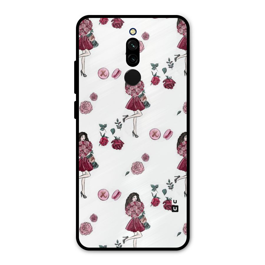 Girl With Flowers Metal Back Case for Redmi 8