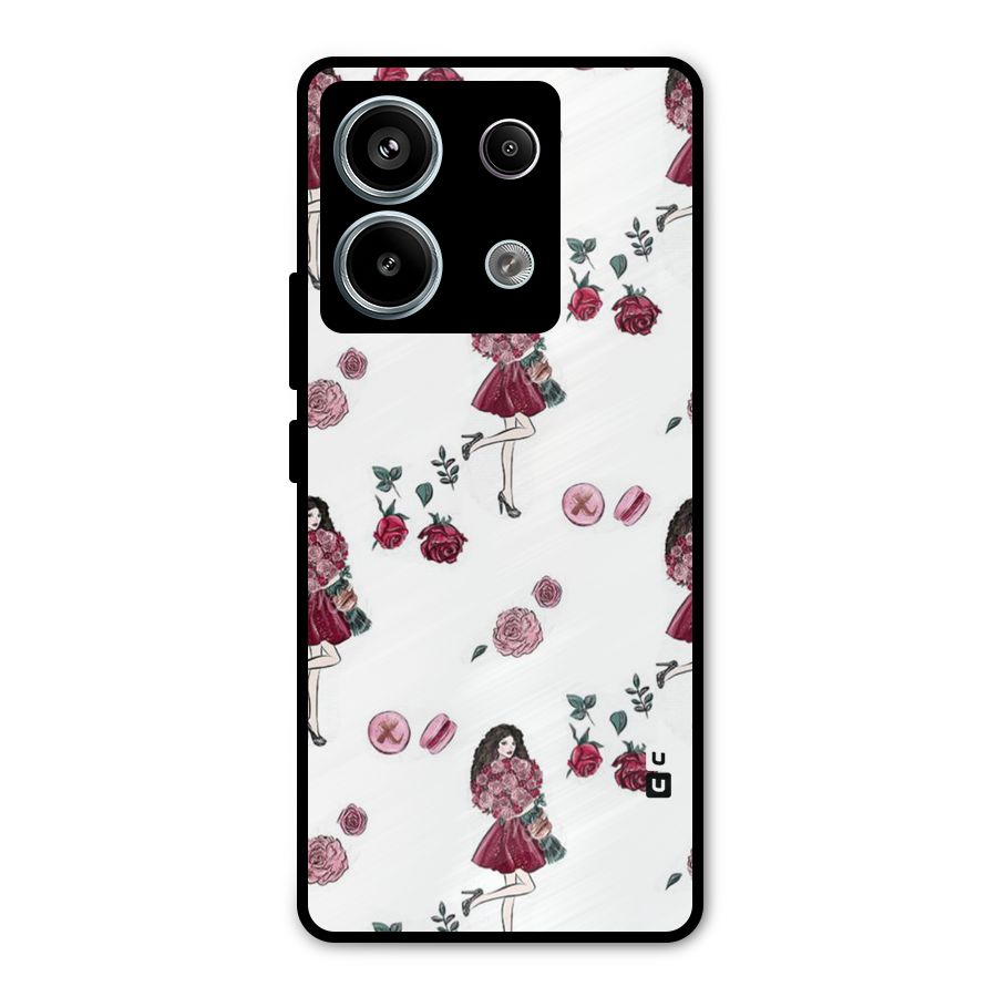 Girl With Flowers Metal Back Case for Redmi Note 13 Pro 5G