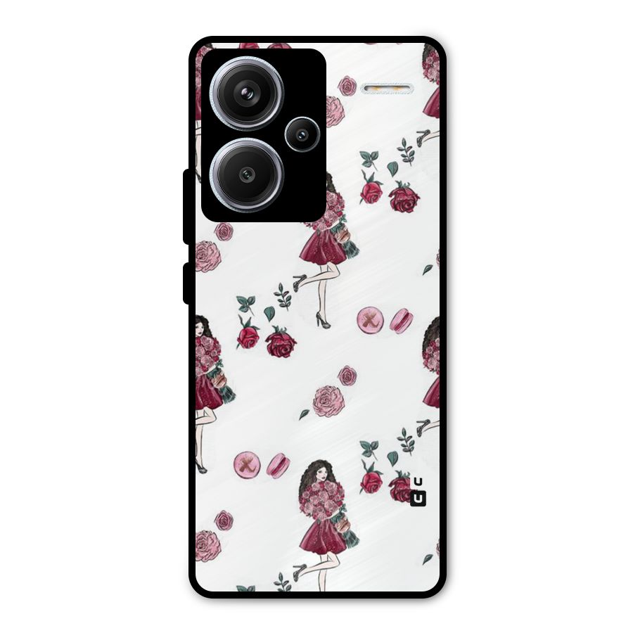 Girl With Flowers Metal Back Case for Redmi Note 13 Pro Plus