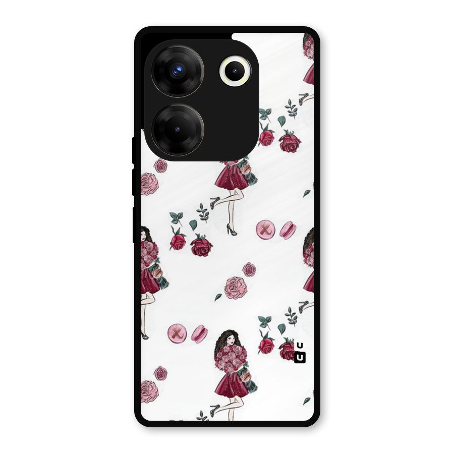 Girl With Flowers Metal Back Case for Tecno Camon 20 Pro