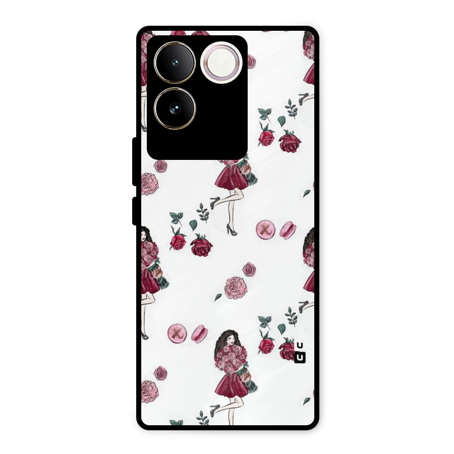 Girl With Flowers Metal Back Case for Vivo T2 Pro