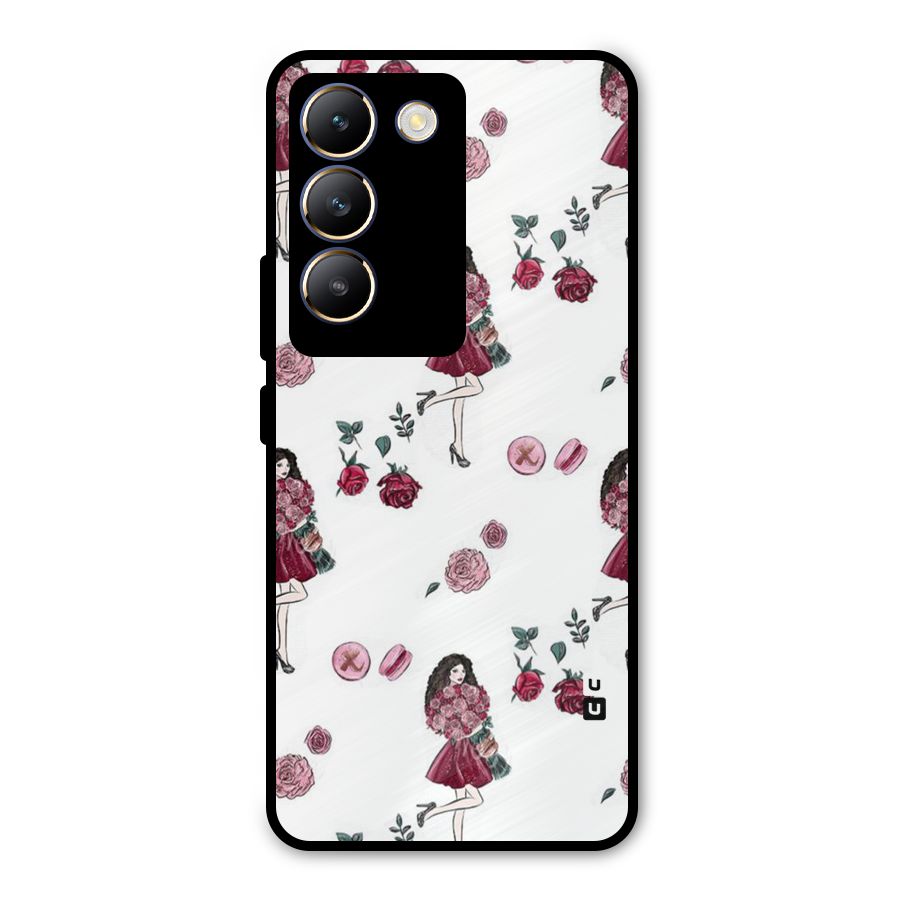 Girl With Flowers Metal Back Case for Vivo T3 5G