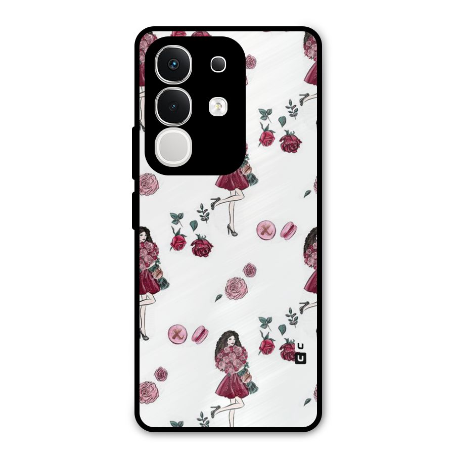 Girl With Flowers Metal Back Case for Vivo T4x