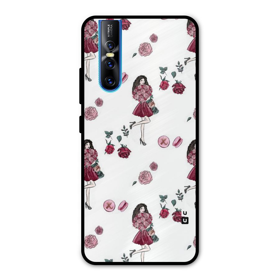 Girl With Flowers Metal Back Case for Vivo V15 Pro