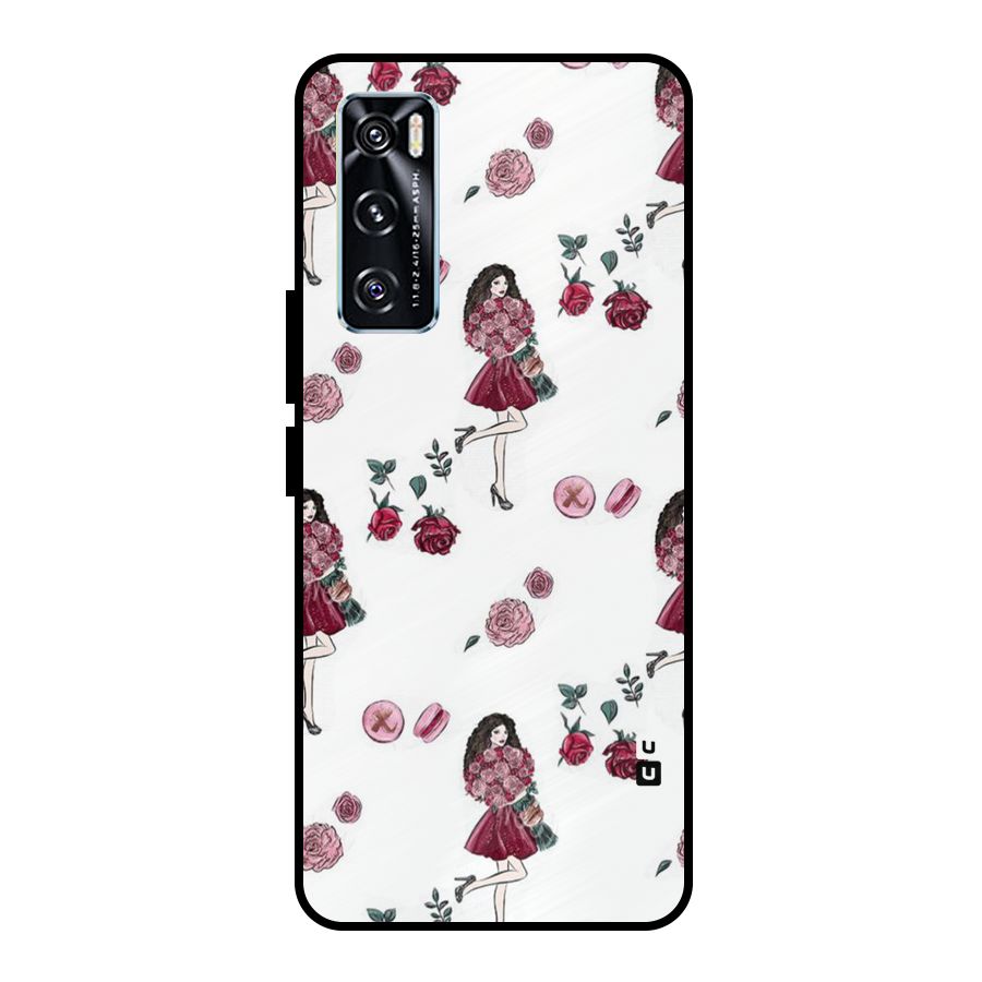 Girl With Flowers Metal Back Case for Vivo V20 SE