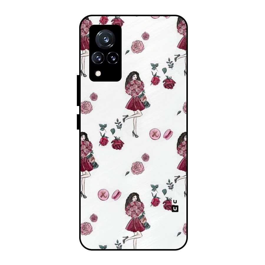Girl With Flowers Metal Back Case for Vivo V21 5G