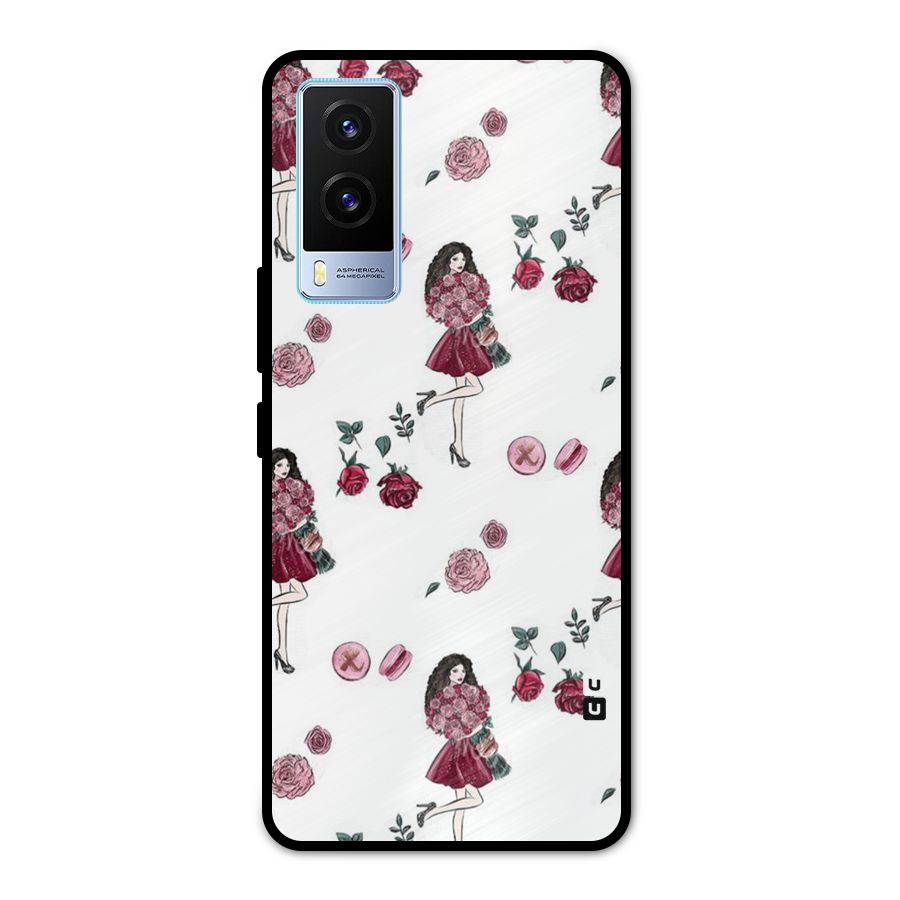 Girl With Flowers Metal Back Case for Vivo V21e 5G