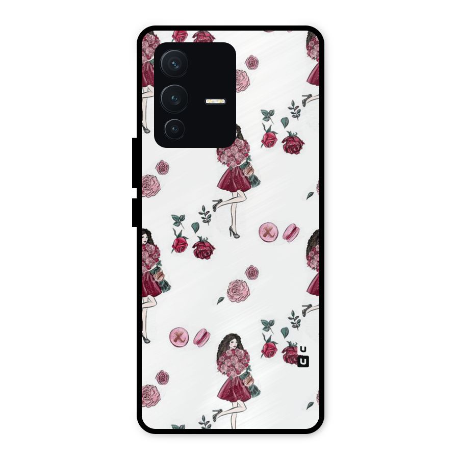 Girl With Flowers Metal Back Case for Vivo V23 5G