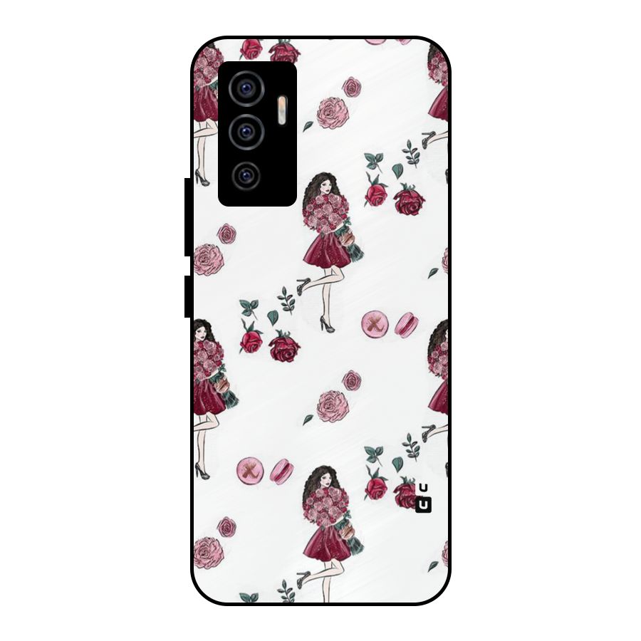 Girl With Flowers Metal Back Case for Vivo V23e