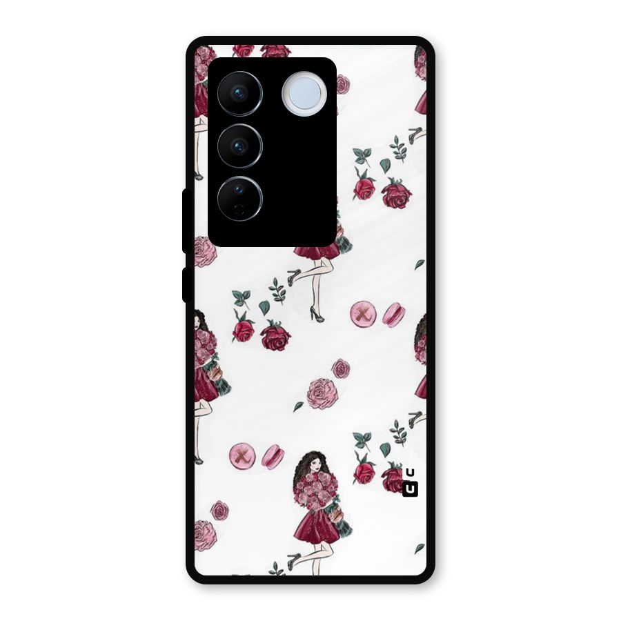 Girl With Flowers Metal Back Case for Vivo V27