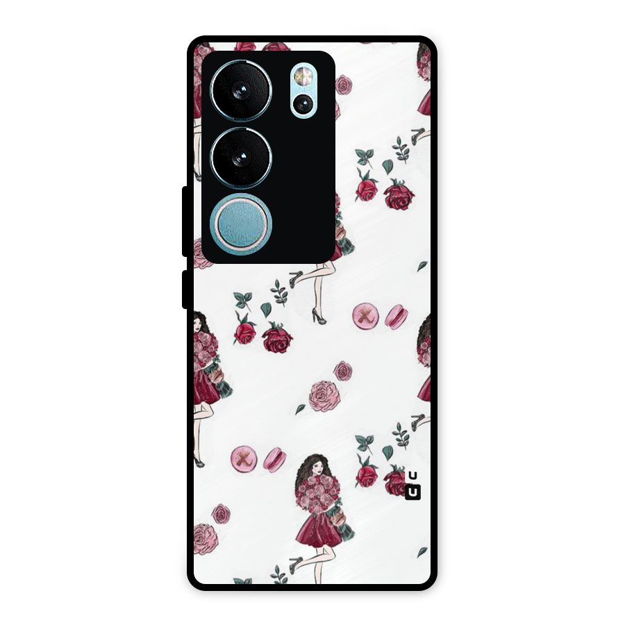 Girl With Flowers Metal Back Case for Vivo V29 Pro