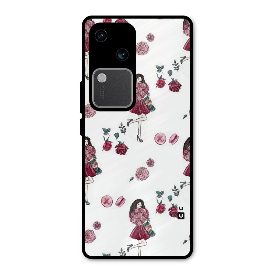 Girl With Flowers Metal Back Case for Vivo V30 Pro