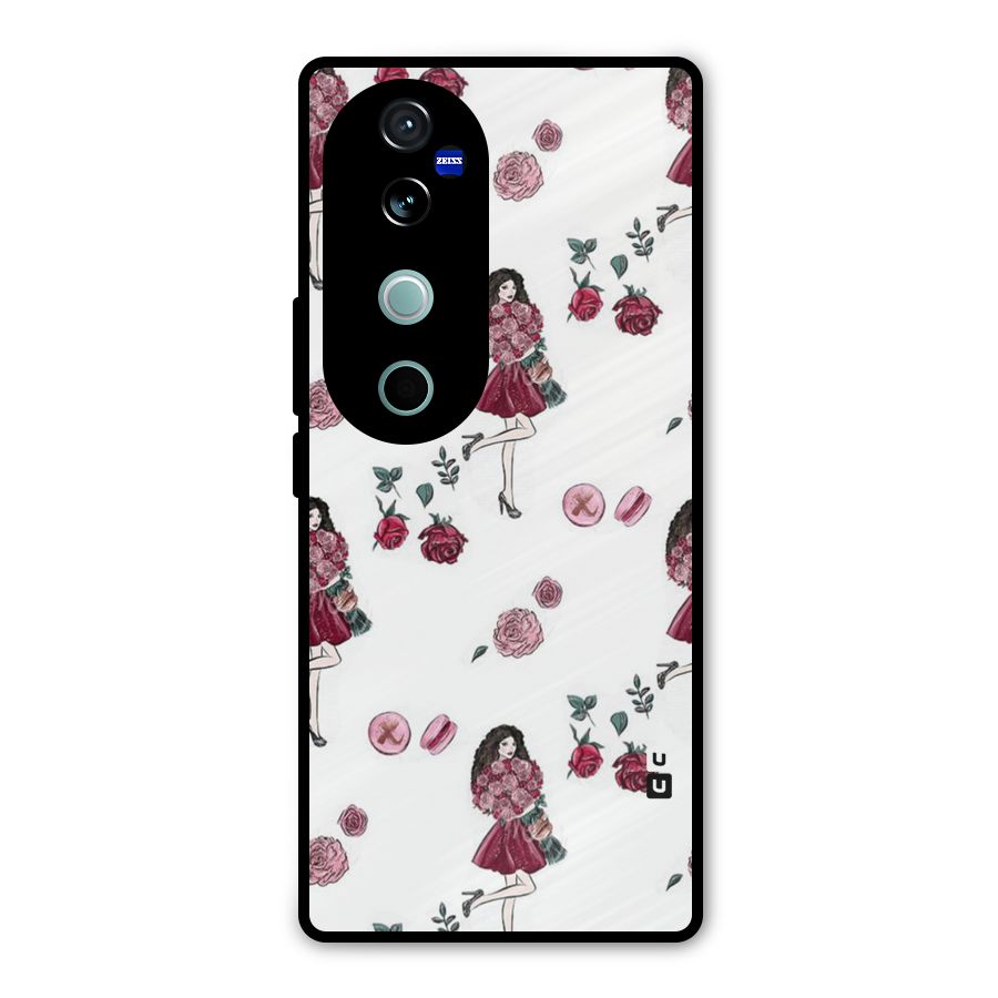 Girl With Flowers Metal Back Case for Vivo V40