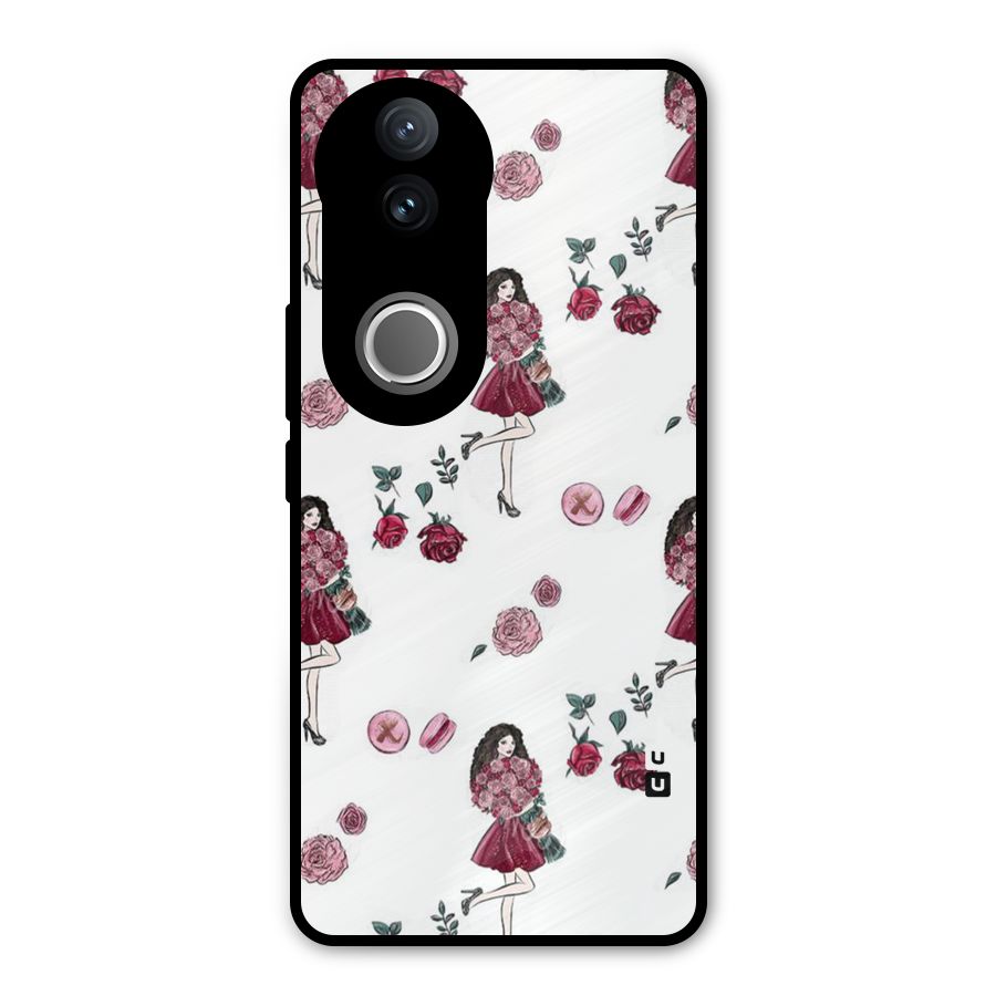 Girl With Flowers Metal Back Case for Vivo V50