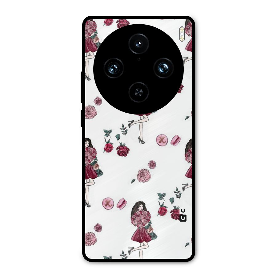 Girl With Flowers Metal Back Case for Vivo X100 Pro