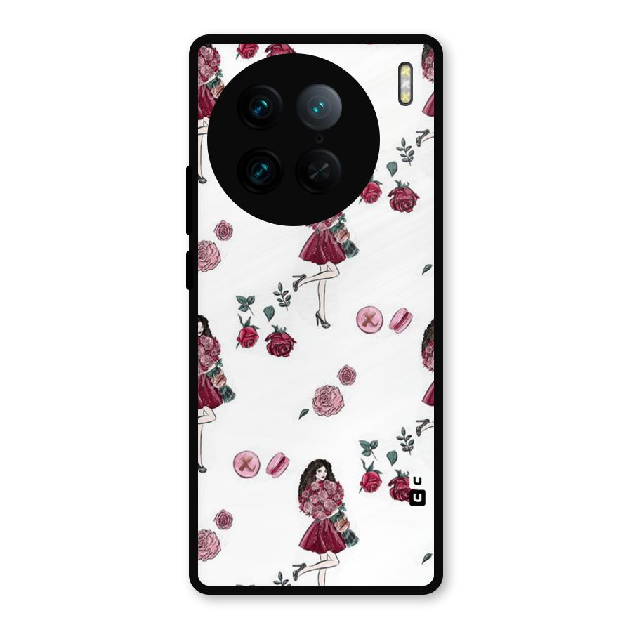 Girl With Flowers Metal Back Case for Vivo X90 Pro