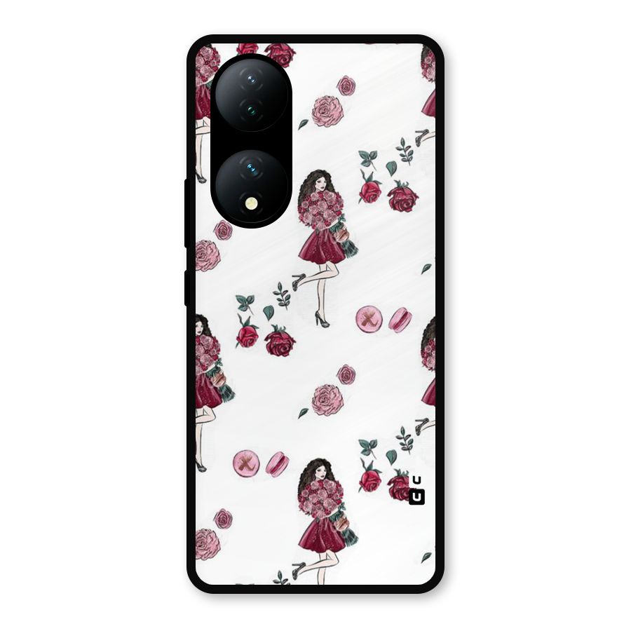 Girl With Flowers Metal Back Case for Vivo Y100a
